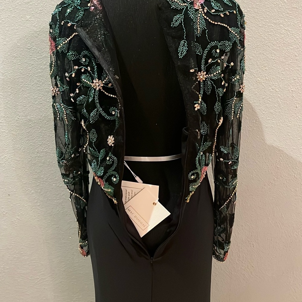 MAC DUGGAL Beaded Illusion High Neck Jersey Skirt Trumpet Gown NWT - Picture 13 of 17